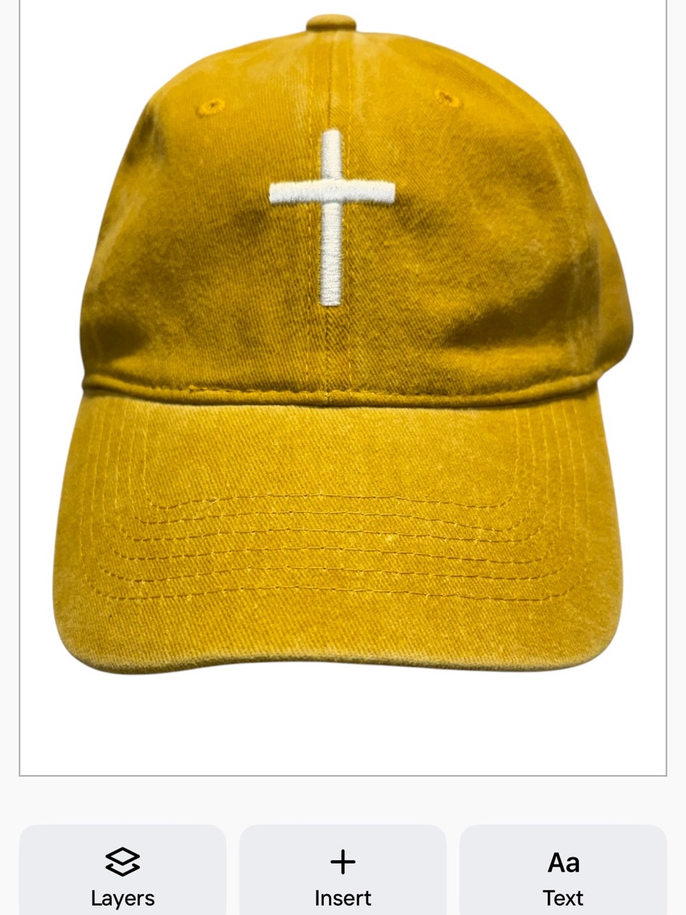 Embroidered Cross Yellow/ gold Baseball Cap Ladies one size